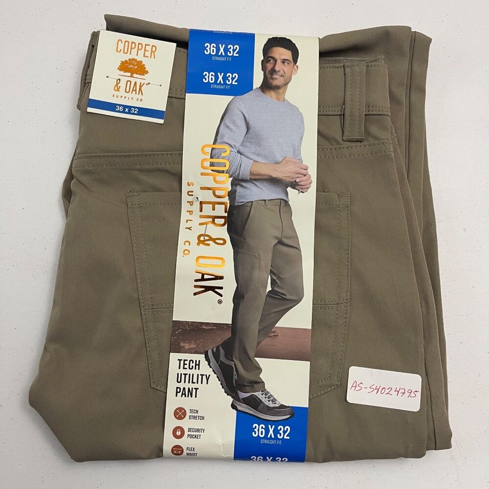 Copper & Oak Supply Co. NWT Men's Straight Fit Stretch Tech Pant, 36x32 Tan - Picture 4 of 6